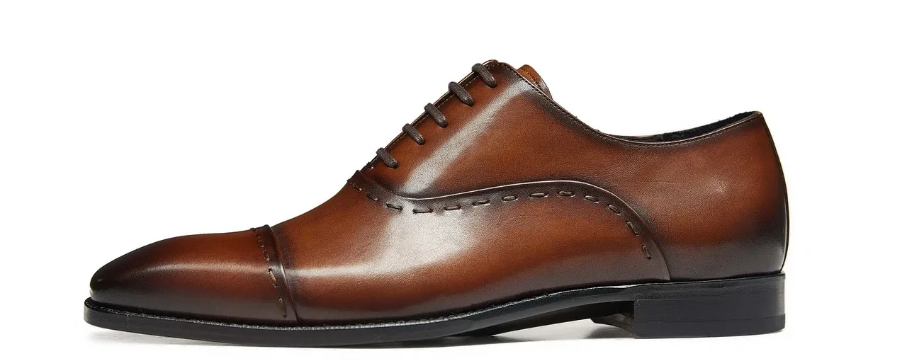 Black Leather Lace Up Mens Formal Derby Shoes