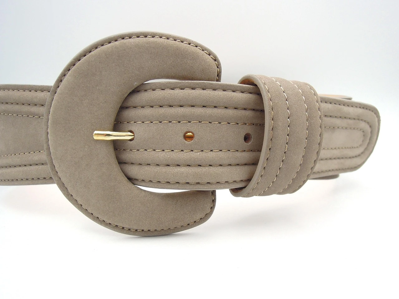 Dark Brown Leather Gold Metal Buckle Belt