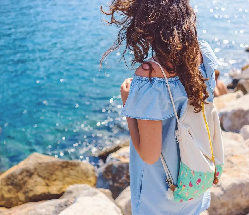 Blue Nylon Tote Bag