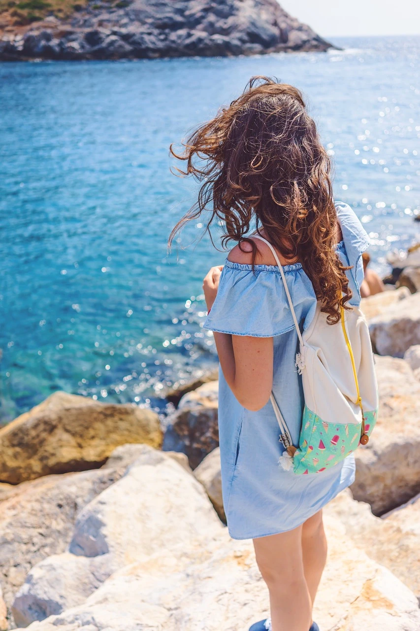 Blue Nylon Tote Bag