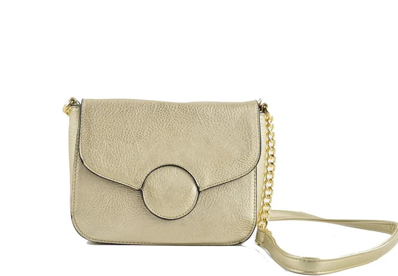The Snapshot Bag Studded Saffiano Leather Magenta Shoulder Bag Purse