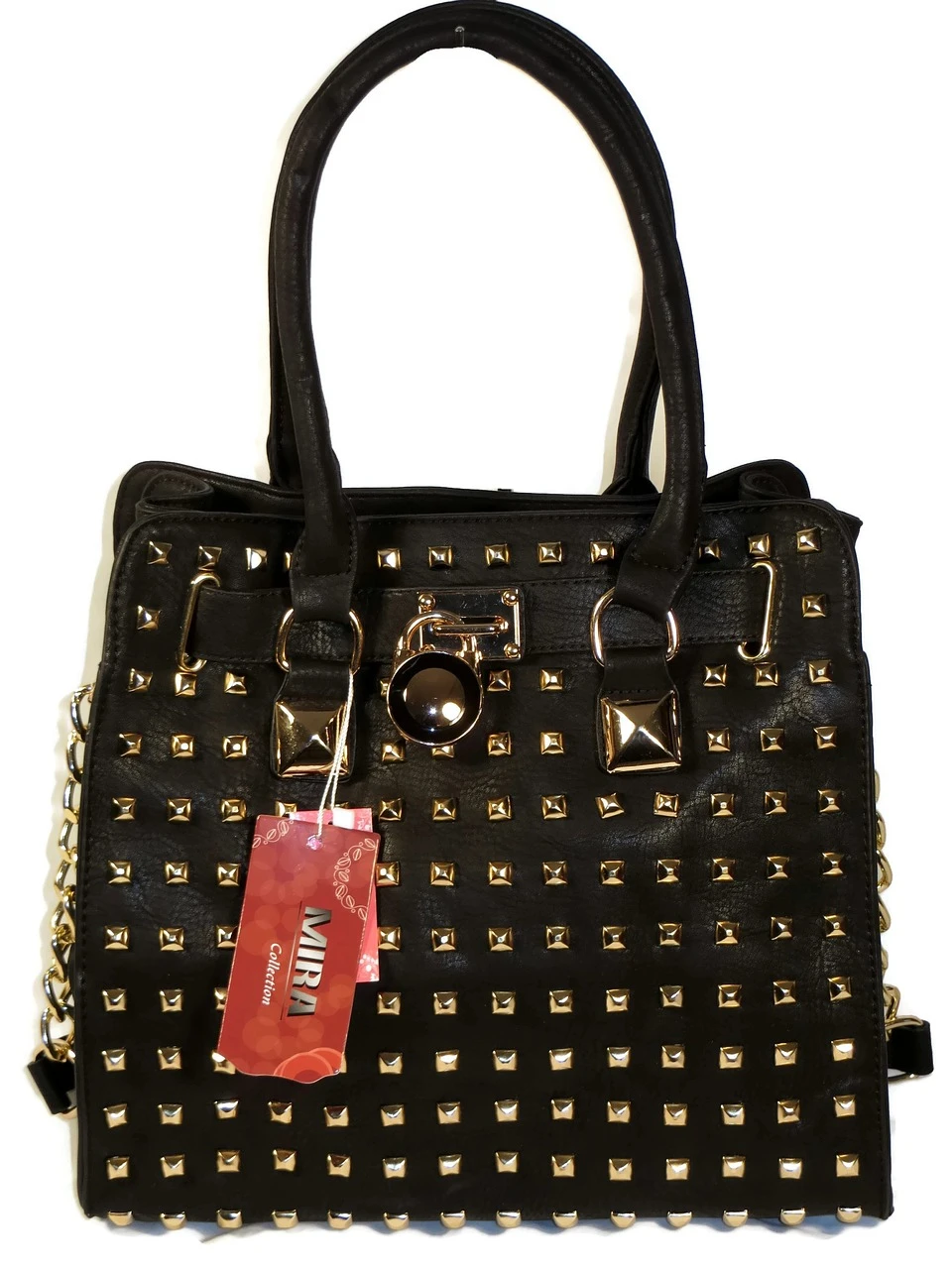 Black Polyurethane Handbag