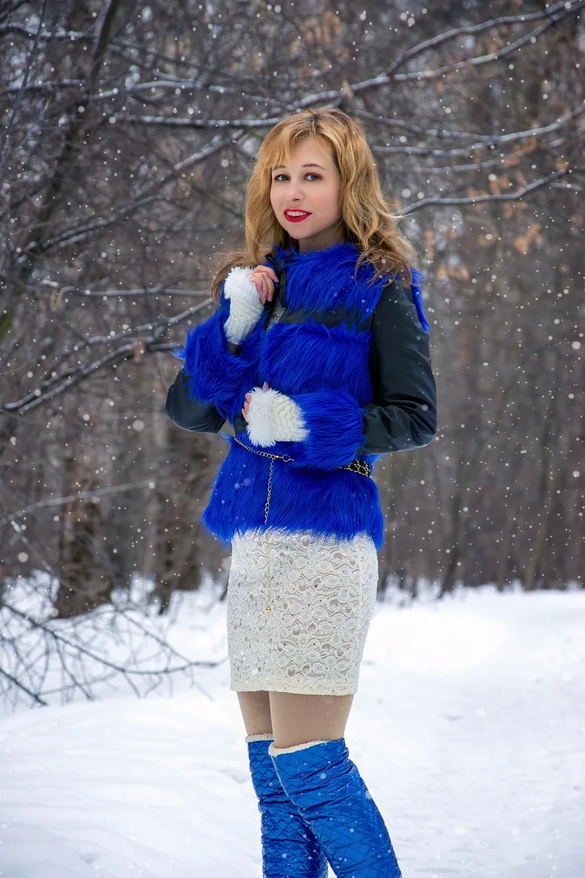 Blue Polyester Boot