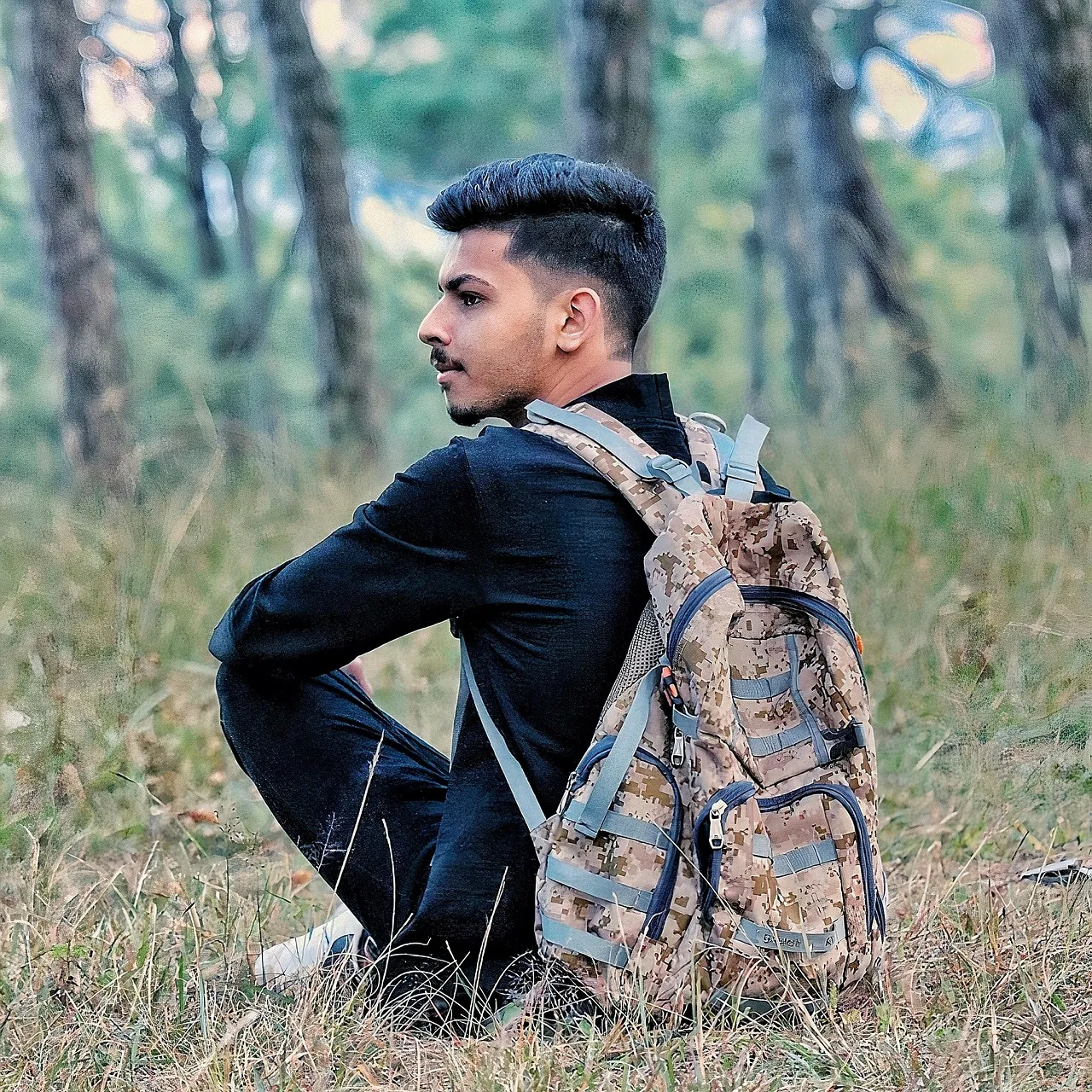 Blue Polyester Backpack