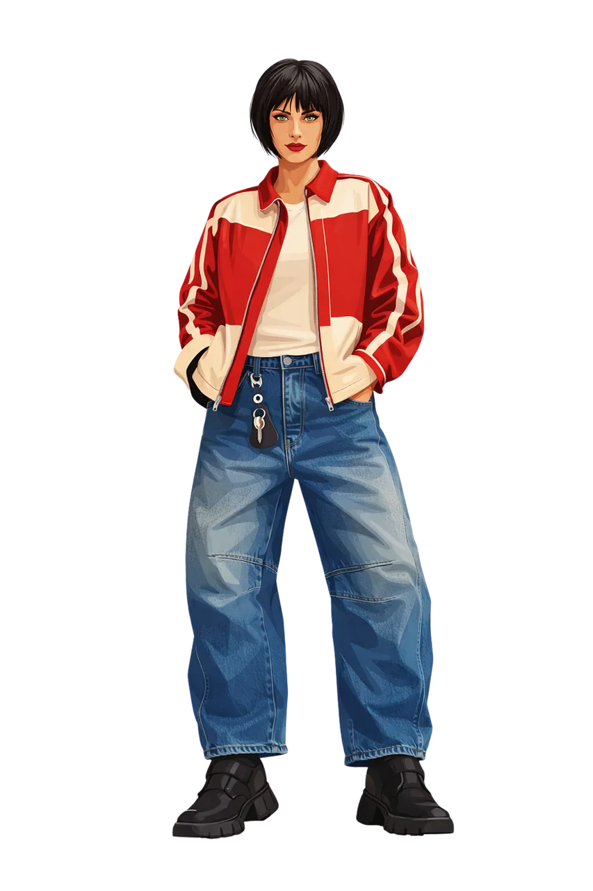 Red Cotton Jeans & Pant