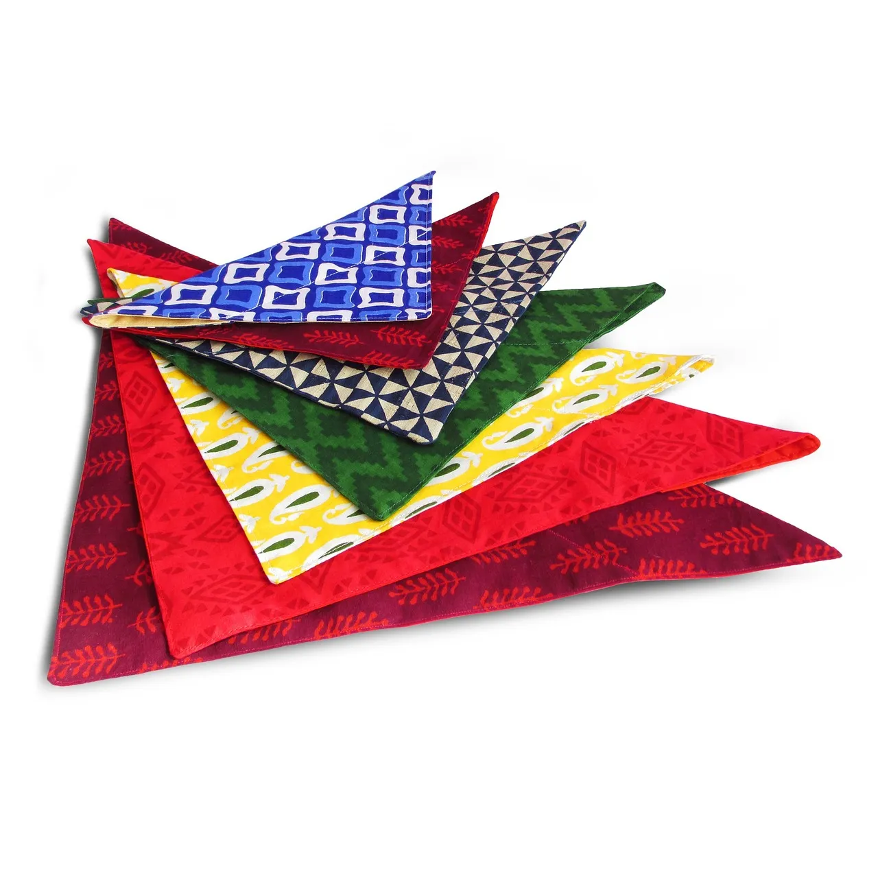 Blue Green Printed Bandana Cotton Square Foulard Scarf