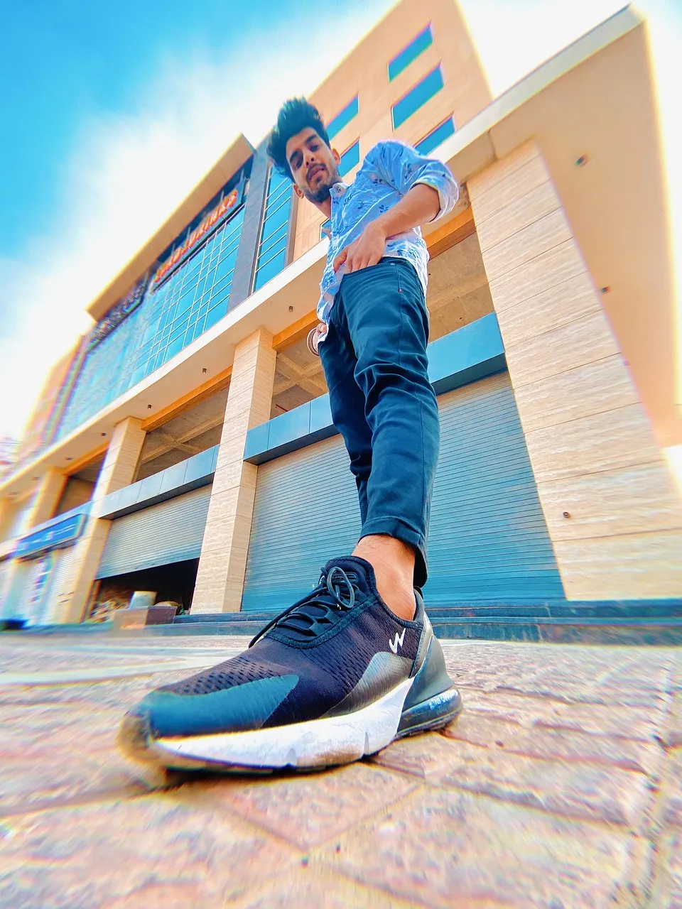 Blue Polyester Sneaker