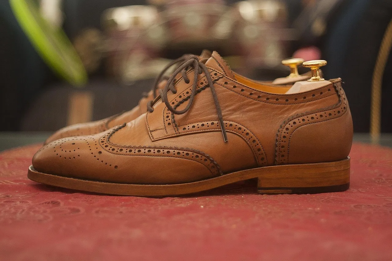 Black Leather Oxford Wingtip Formal Derby Shoes