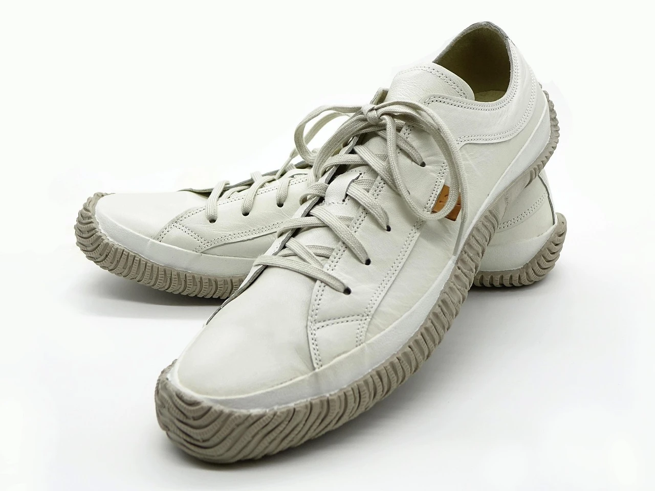 White Blue Leather Low Top Sneakers Shoes