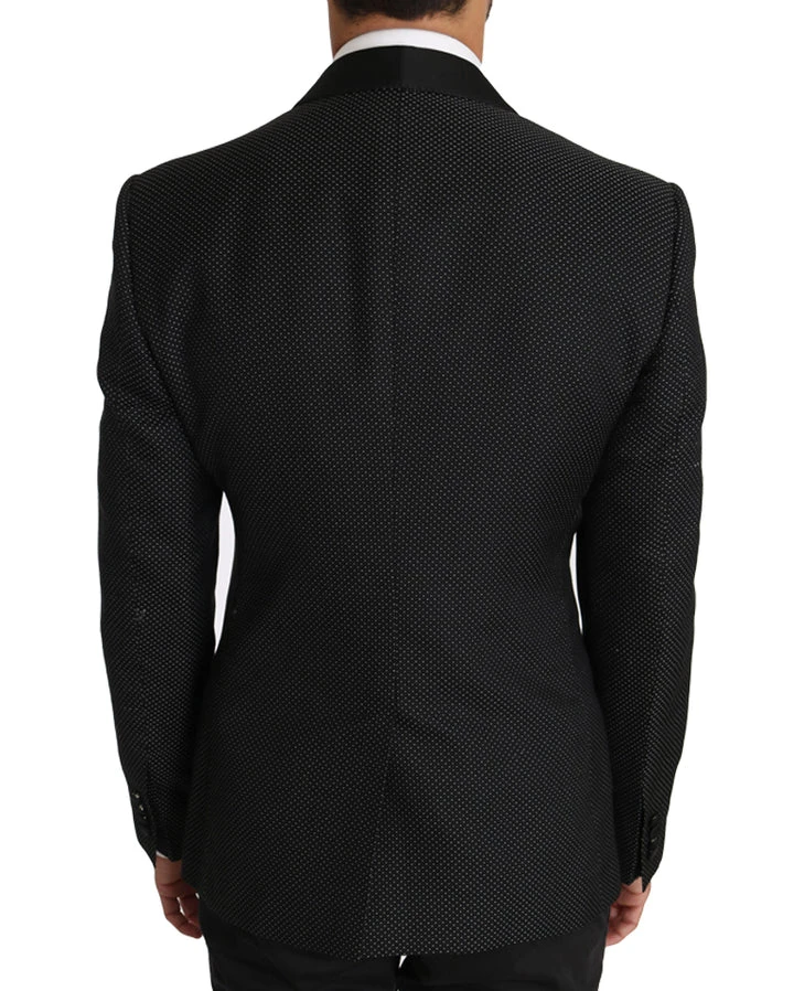 Black Cotton Dotted Pattern Blazer