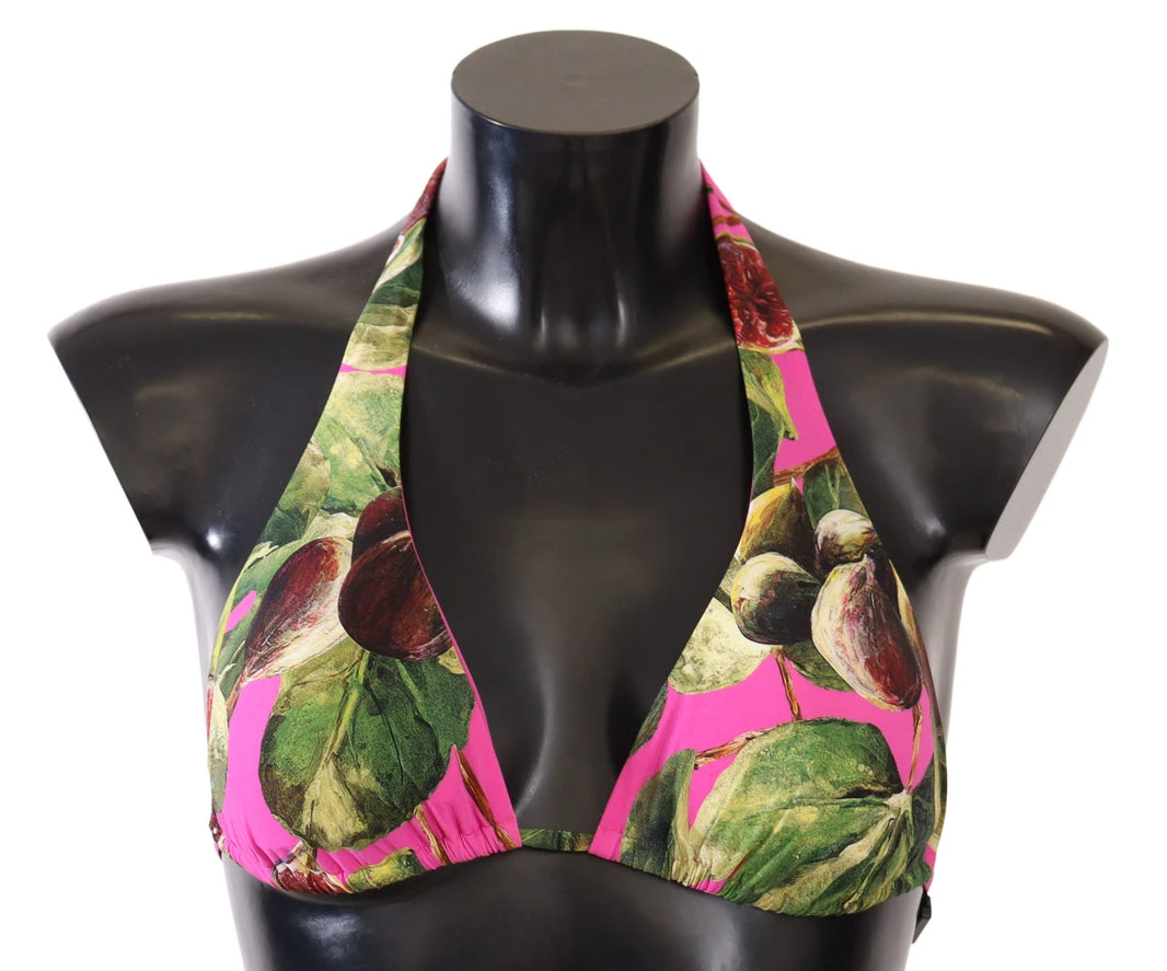 Pink Printed Nylon Swimsuit Bikini Top Swimwear