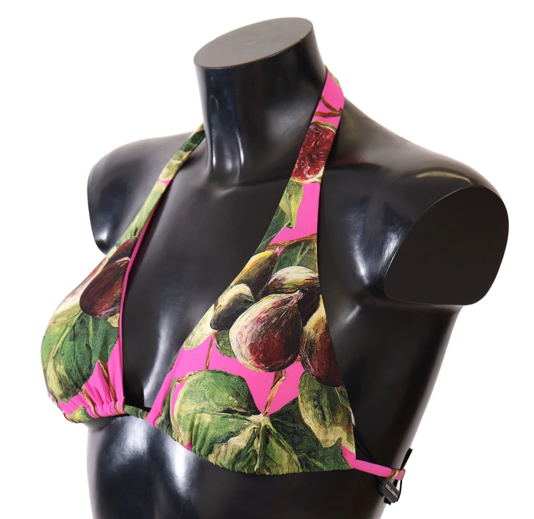 Pink Printed Nylon Swimsuit Bikini Top Swimwear