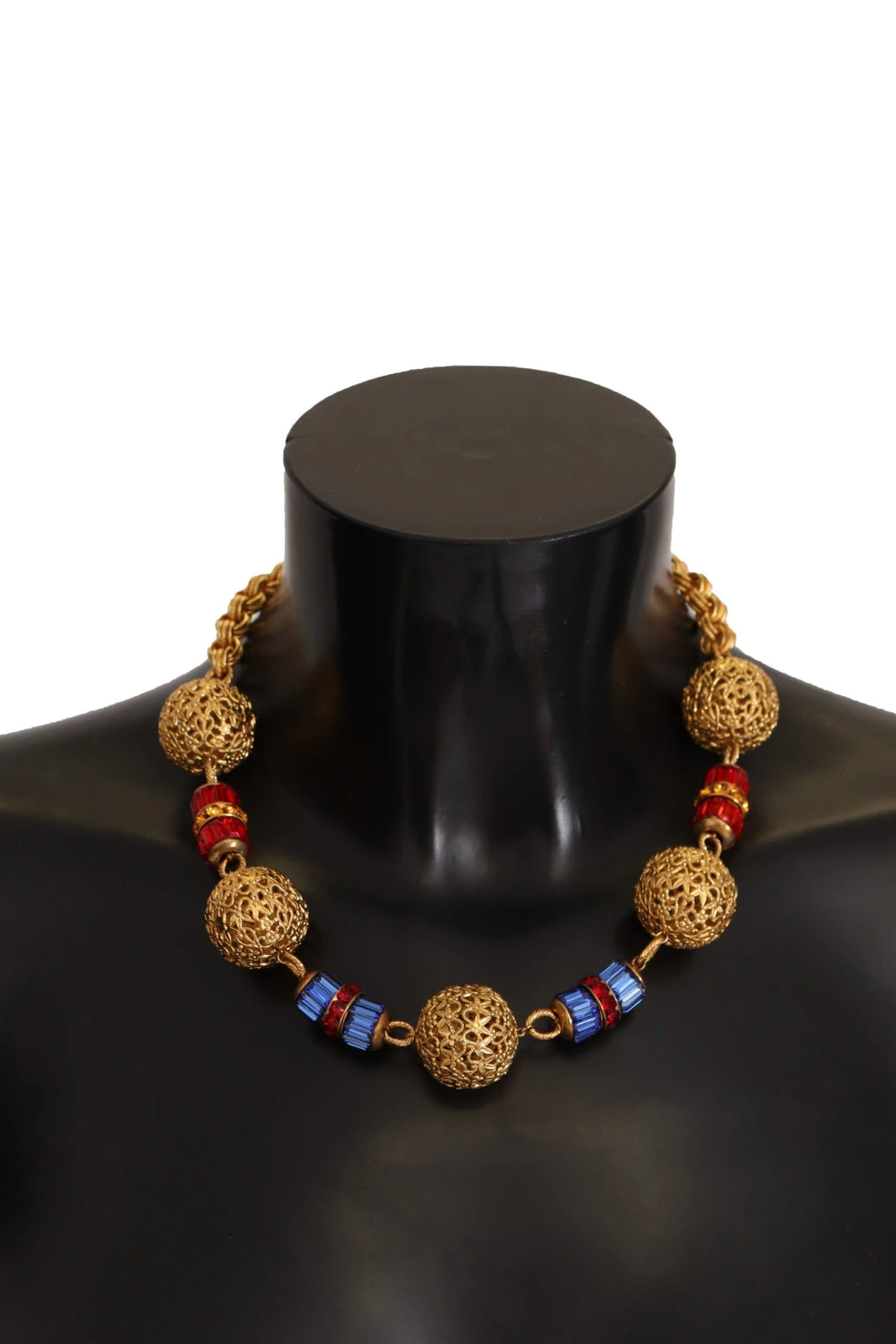 Gold Brass SFERE Crystal Pendant Statement Necklace