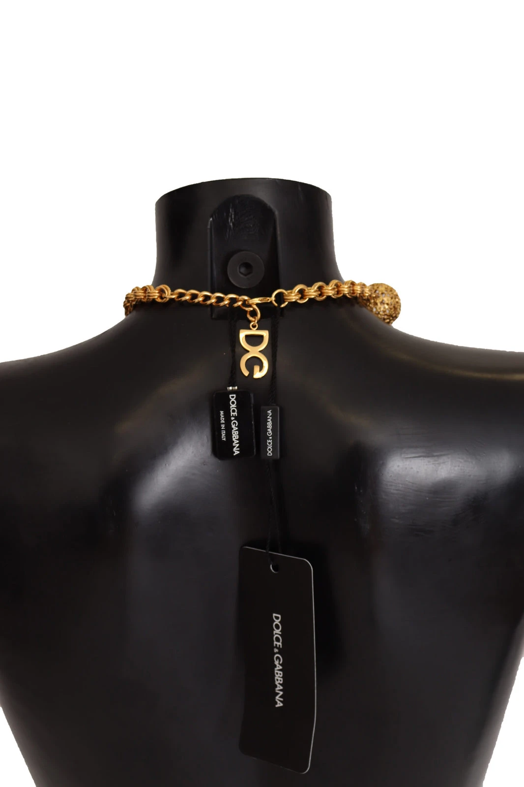 Gold Brass SFERE Crystal Pendant Statement Necklace