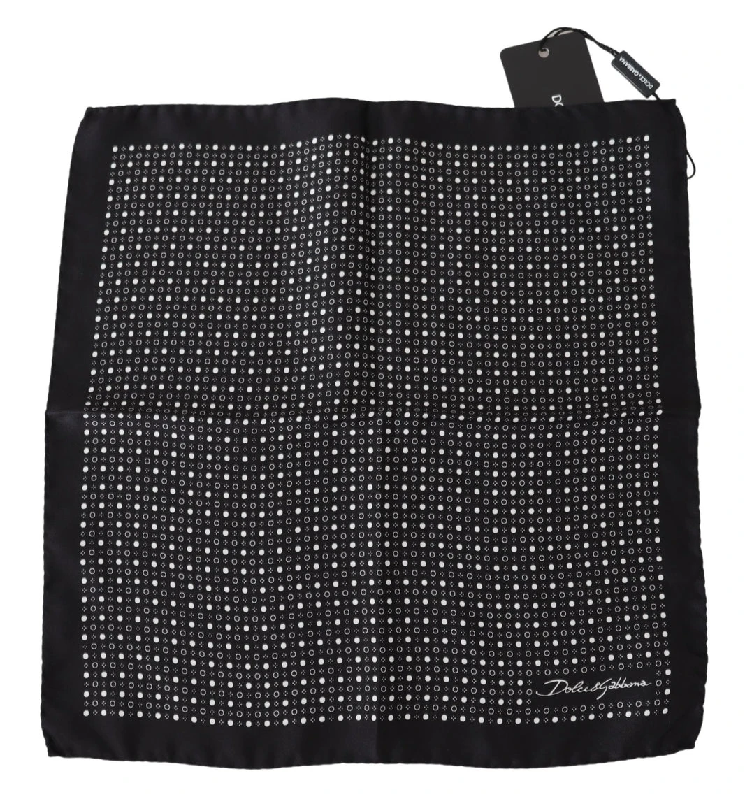 Black Dotted Square Bandana Handkerchief Silk