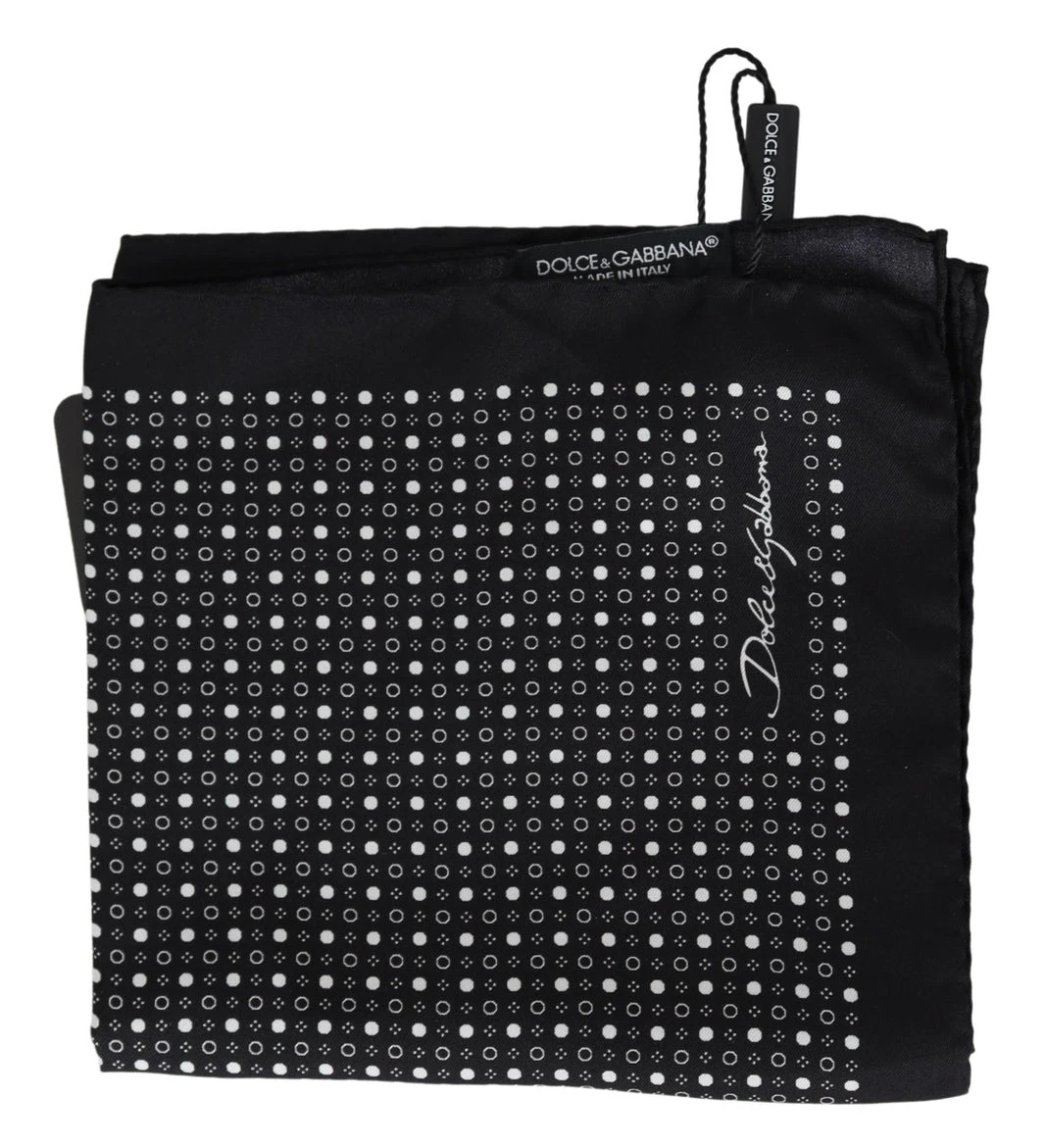 Black Dotted Square Bandana Handkerchief Silk