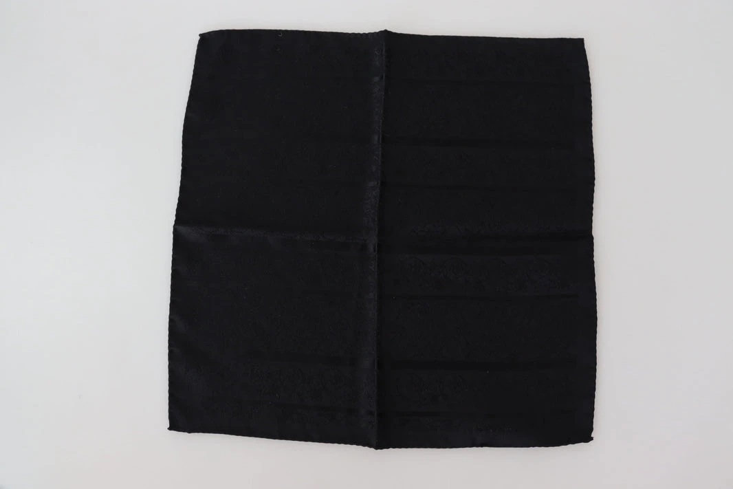 Black Floral Square Bandana Silk Handkerchief
