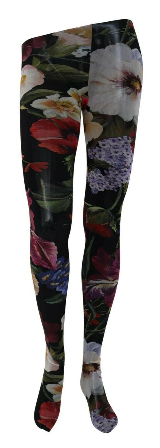 Multicolor Floral Print Nylon Stockings