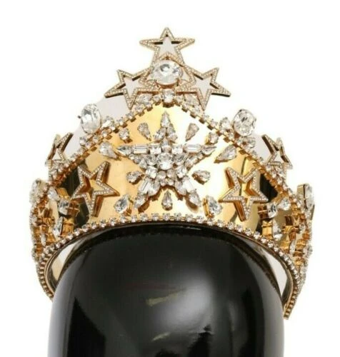 Gold Crystal Star STRASS Crown Logo Diadem Tiara